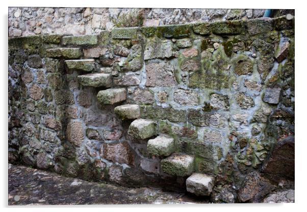 Medieval Stone Steps In Wall Acrylic by Artur Bogacki