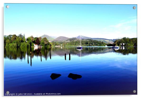 Natures beauty at Derwentwater lake in the morning. Acrylic by john hill