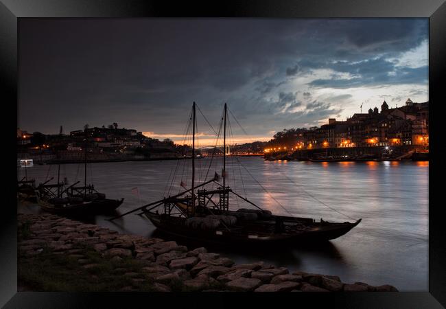 Stormy Evening Sky Above Porto and Gaia Framed Print by Artur Bogacki