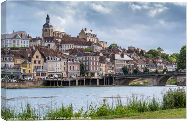 River Yonne Joigny Burgundy France Canvas Print by Chris Warren