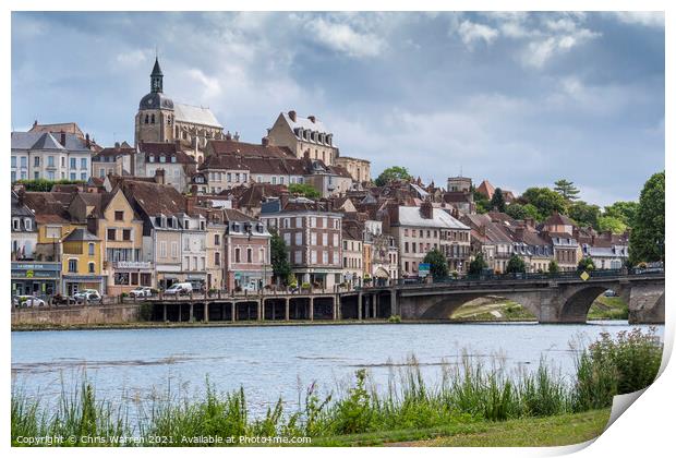 River Yonne Joigny Burgundy France Print by Chris Warren