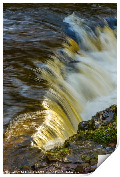 Part of the Horseshoe Falls Vale of Neath Wales Print by Nick Jenkins