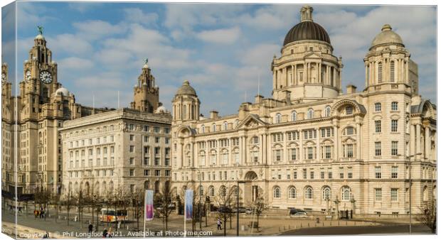 Liverpool Famous Waterfront Buildings Canvas Print by Phil Longfoot