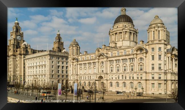 Liverpool Famous Waterfront Buildings Framed Print by Phil Longfoot