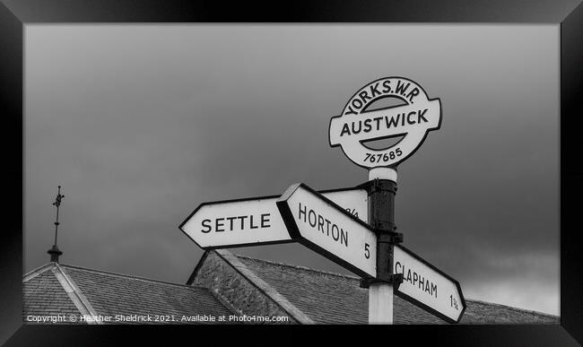 Austwick Settle Clapham Road Sign Framed Print by Heather Sheldrick