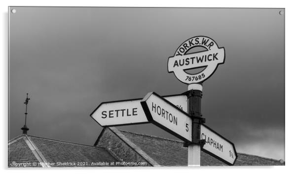 Austwick Settle Clapham Road Sign Acrylic by Heather Sheldrick