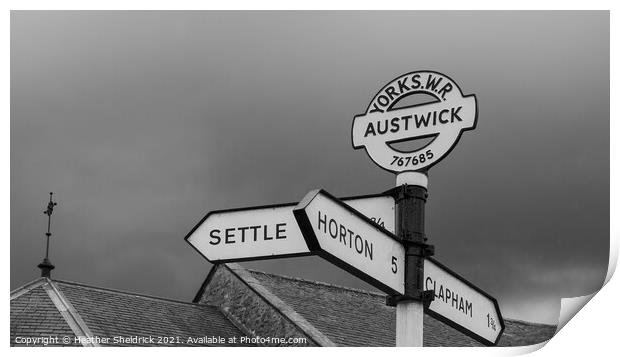 Austwick Settle Clapham Road Sign Print by Heather Sheldrick