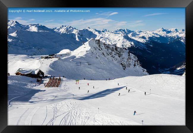 St Anton Alpine Ski Slopes Austria Framed Print by Pearl Bucknall