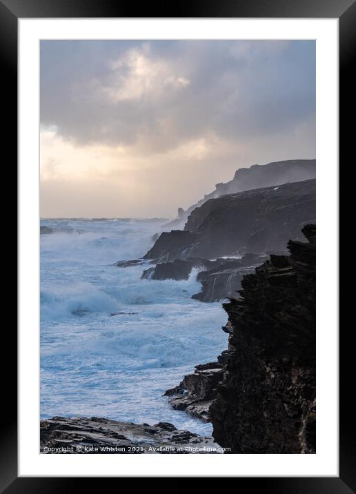 Stormy cliffs Framed Mounted Print by Kate Whiston