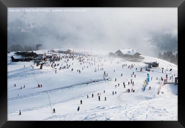 Skiing at Samoens-Morillon ski area France Framed Print by Pearl Bucknall