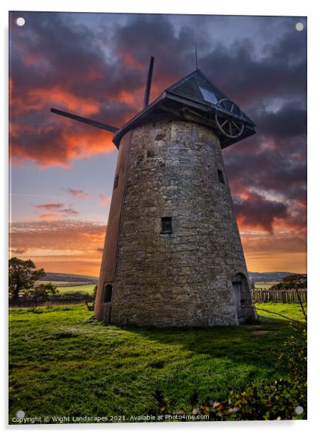 Bembridge Windmill Sunset Isle Of Wight Acrylic by Wight Landscapes