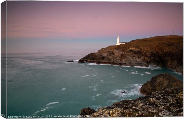Pink sunset at Trevose Head Canvas Print by Kate Whiston