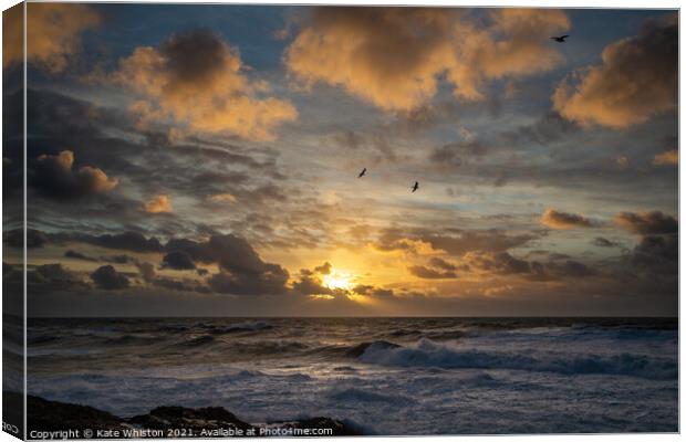 Seascape Sunset Canvas Print by Kate Whiston