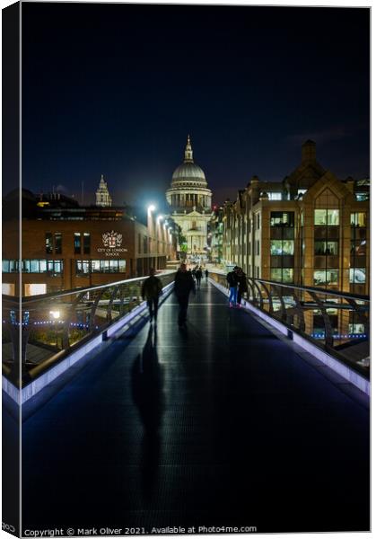 Millennium Bridge and St Paul's Cathedral  Canvas Print by Mark Oliver