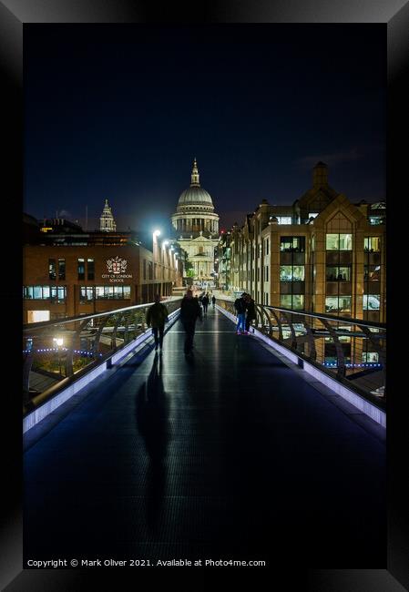 Millennium Bridge and St Paul's Cathedral  Framed Print by Mark Oliver