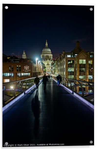 Millennium Bridge and St Paul's Cathedral  Acrylic by Mark Oliver