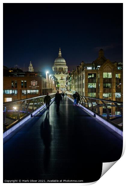 Millennium Bridge and St Paul's Cathedral  Print by Mark Oliver
