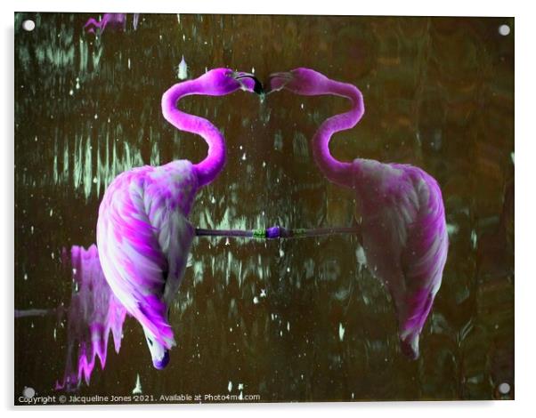 Purple flamingo Acrylic by Jacqueline Jones