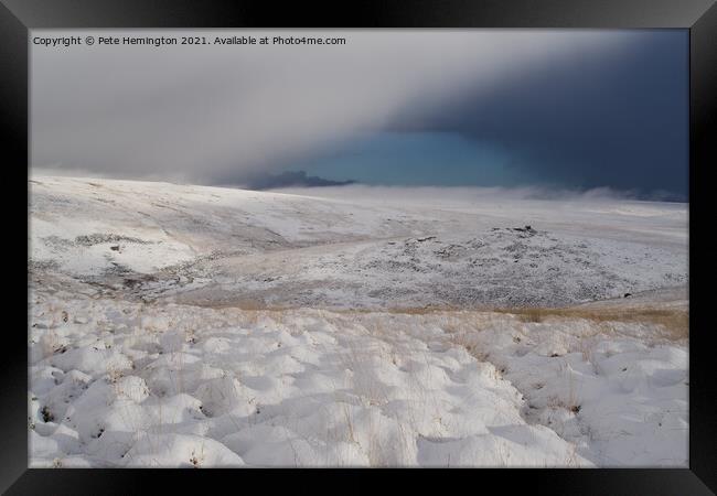 Snowy Lints Tor on Dartmoor Framed Print by Pete Hemington