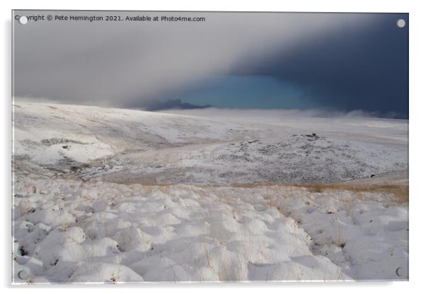 Snowy Lints Tor on Dartmoor Acrylic by Pete Hemington