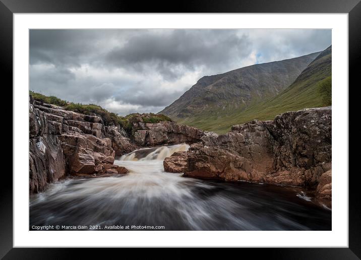 River Etive Waterfall Framed Mounted Print by Marcia Reay