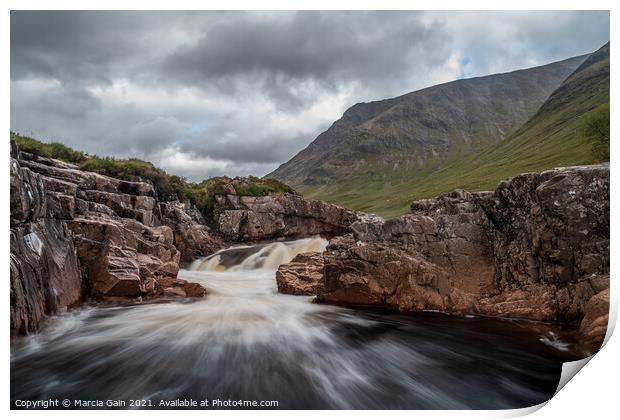 River Etive Waterfall Print by Marcia Reay