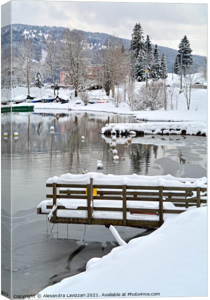 Lac de Joux In Winter Canvas Print by Alexandra Lavizzari