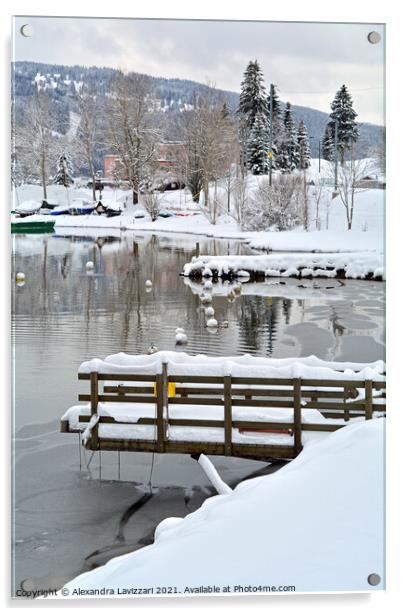 Lac de Joux In Winter Acrylic by Alexandra Lavizzari