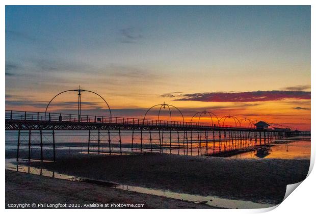 Southport Pier at Golden Hour  Print by Phil Longfoot
