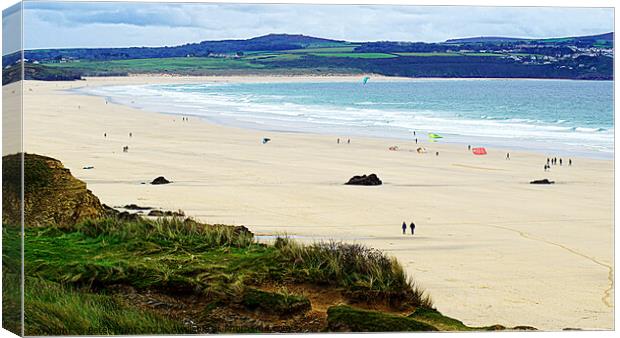 Over The Dunes To Godrevy Beach Canvas Print by Peter F Hunt