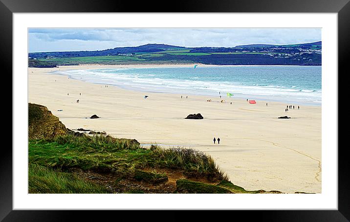 Over The Dunes To Godrevy Beach Framed Mounted Print by Peter F Hunt