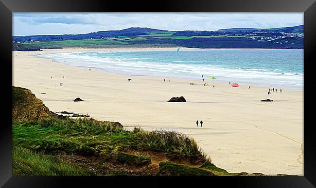 Over The Dunes To Godrevy Beach Framed Print by Peter F Hunt