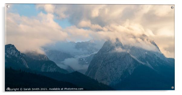 Zugspitze Peak in the Clouds Acrylic by Sarah Smith