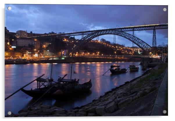 Evening at Douro River in Porto Acrylic by Artur Bogacki