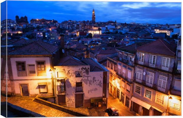 Old Town of Porto in Portugal at Dusk Canvas Print by Artur Bogacki