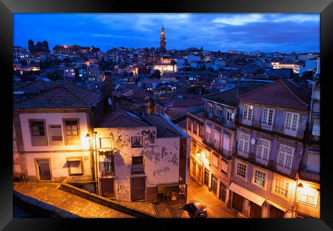 Old Town of Porto in Portugal at Dusk Framed Print by Artur Bogacki
