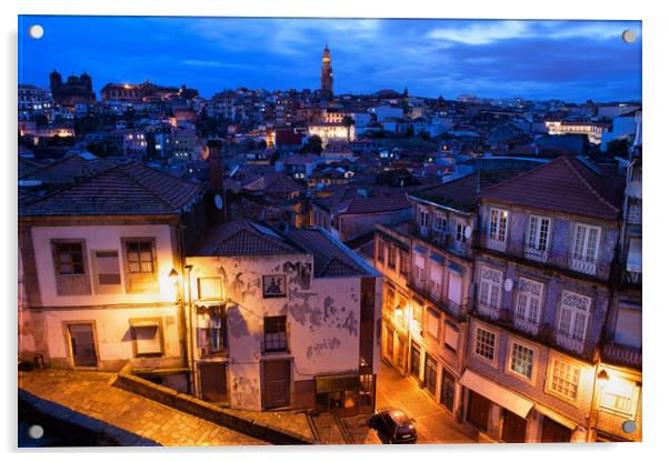 Old Town of Porto in Portugal at Dusk Acrylic by Artur Bogacki