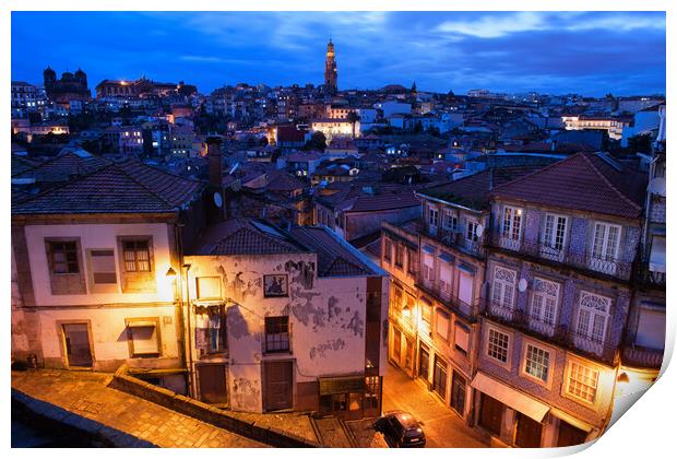 Old Town of Porto in Portugal at Dusk Print by Artur Bogacki