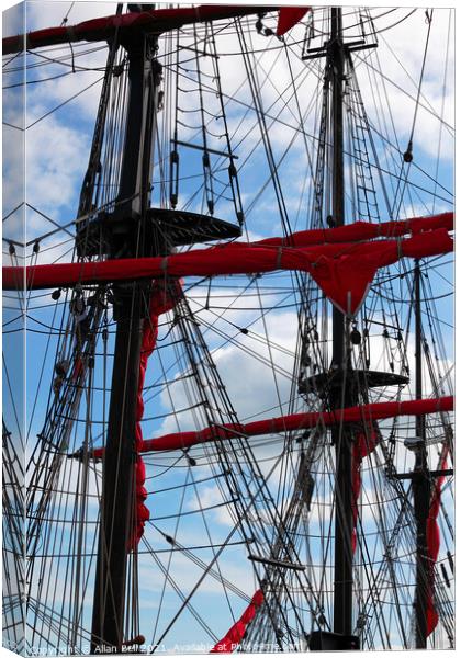 Masts and rigging against Sky Canvas Print by Allan Bell