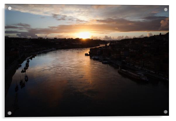Douro River at Sunset in Portugal Acrylic by Artur Bogacki