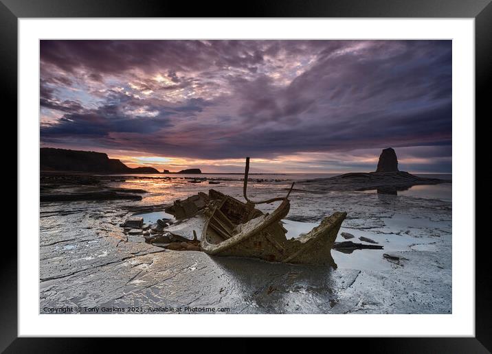 Sunset, Saltwick Bay, North Yorkshire Framed Mounted Print by Tony Gaskins
