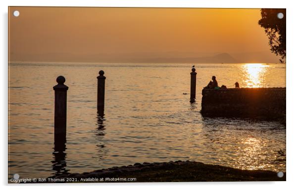 Lake Garda Sunset Acrylic by Ron Thomas