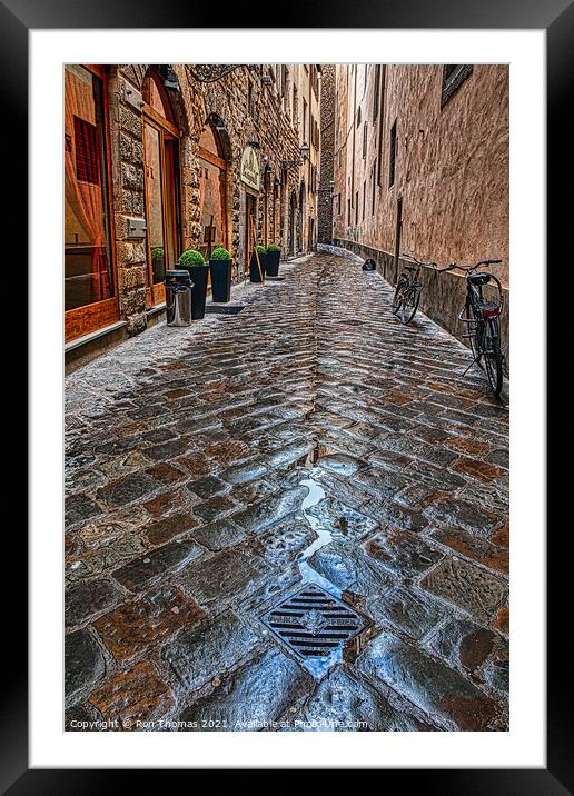 Florence, a Narrow Street Framed Mounted Print by Ron Thomas