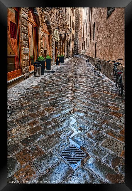 Florence, a Narrow Street Framed Print by Ron Thomas