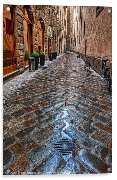Florence, a Narrow Street Acrylic by Ron Thomas