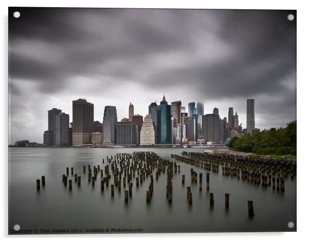 Manhattan from Brooklyn, New York City  Acrylic by Tony Gaskins