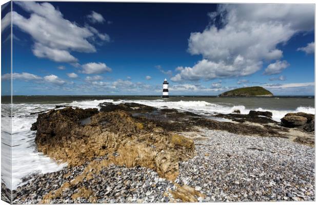 Trwyn Du Lighthouse, Penmon Point, Anglesey Canvas Print by Heidi Stewart