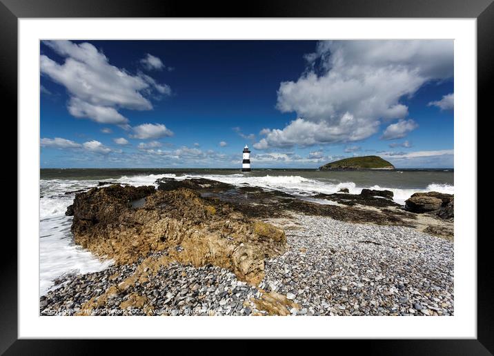 Trwyn Du Lighthouse, Penmon Point, Anglesey Framed Mounted Print by Heidi Stewart