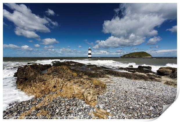 Trwyn Du Lighthouse, Penmon Point, Anglesey Print by Heidi Stewart