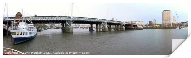 Hungerford Bridge and Golden Jubilee Bridges. River Thames Print by Kevin Plunkett